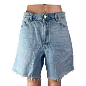 Garage Women's Blue High Rise Raw Hem Cut Off Bermuda Denim Jean Shorts Size 29
